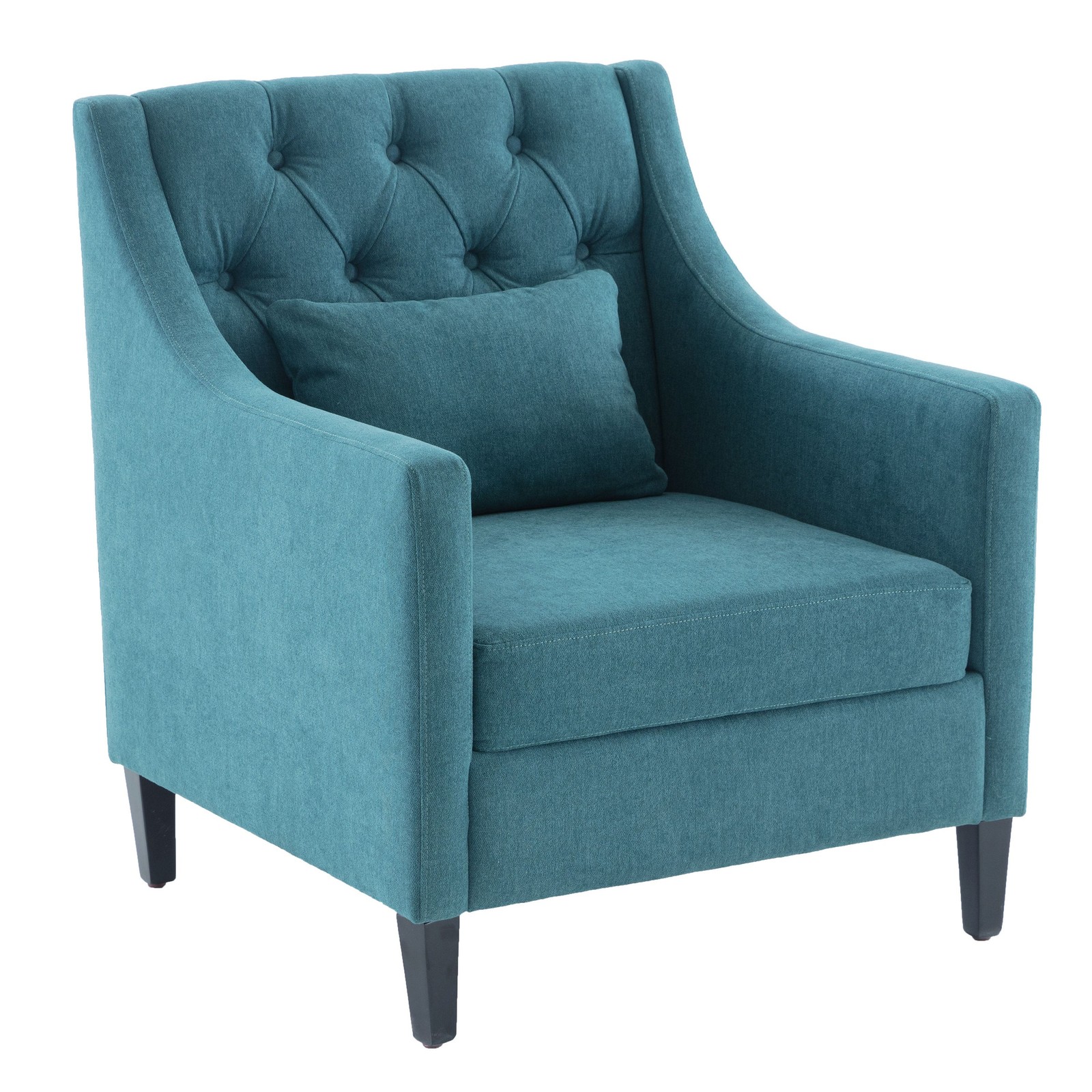 Teal Mid-Century Modern Accent Chair with Lumbar Support for Living Room