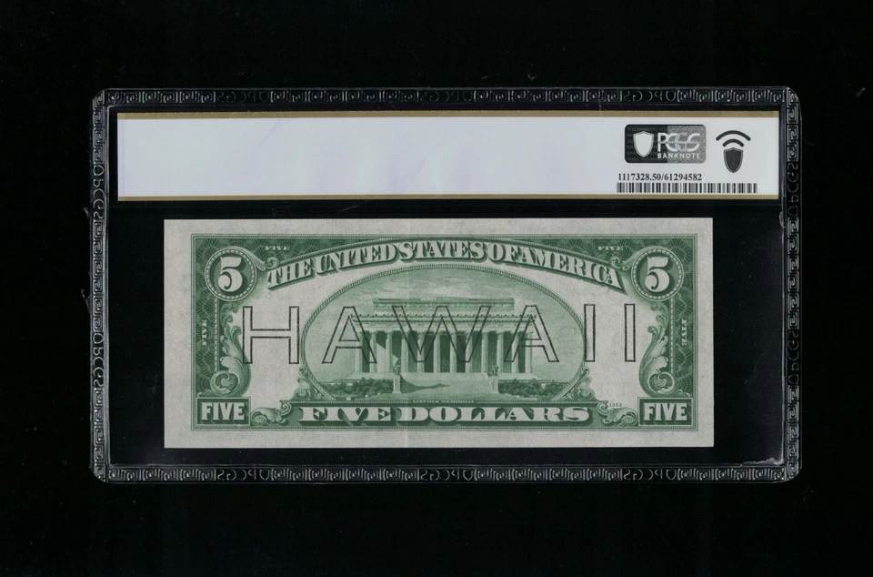 SC 1934a $5 Fr. 2302 Hawaii Overprint WWII Emergency Issue PCGS 50 AU (376A) - Image 3 of 4