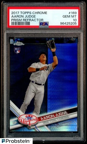 2017 Topps Chrome Prism Refractor #169 Aaron Judge Yankees RC Rookie PSA 10