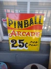 VINTAGE LARGE PINBALL ARCADE AMUSEMENT CIRCUS PORCELAIN METAL ADVERTISING SIGN