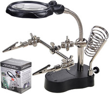 LED Light Helping Hands Soldering Magnifier Station Professional 3.5X 12X Magnif