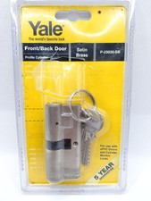 Yale Lock. Front Door / Back Door  P-23030-SB New Profile Cylinder Satin Brass 
