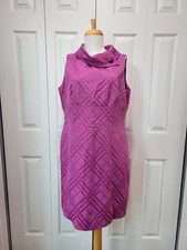 TAHARI Arthur S. Levine Magenta Jacquard Envelope Collar Sheath Dress sz 14 EUC