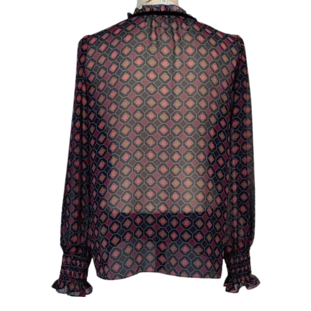 Highline Multicolor Tile Pattern Blouse Excellent… - image 3