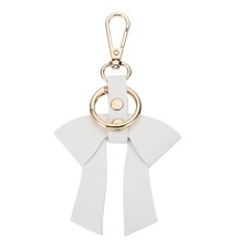 PU Leather Bow Keychain, Cute Bow Key Ring for Women, White