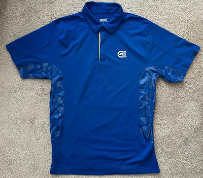 Ecko Function Polo Shirt Men's Large Blue and Yellow Mesh Short Sleeve Y2K Unltd