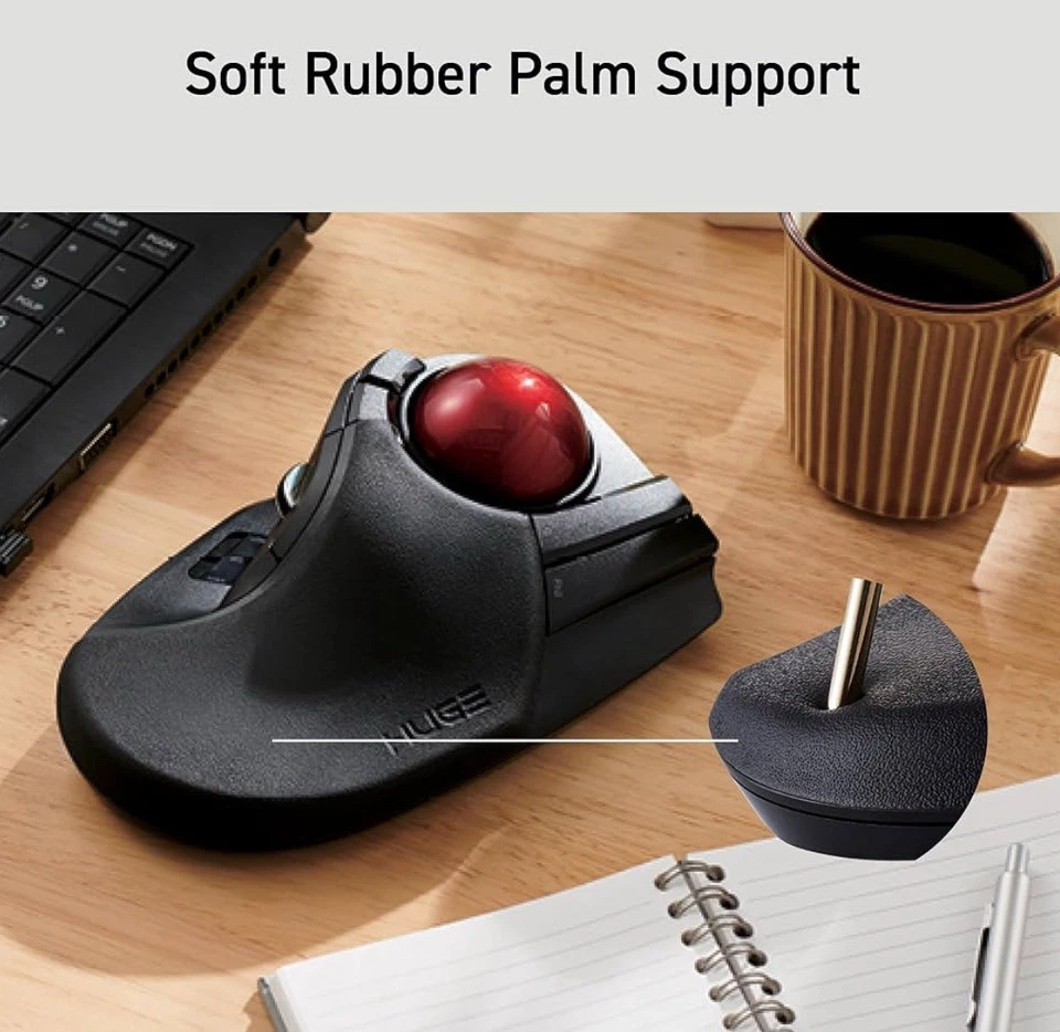 ELECOM HUGE Trackball Mouse, Wired, Finger-Operated, 8-Button Function, Palm... - Image 2 of 4