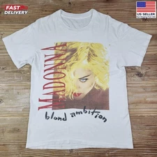 Vintage Style 1990 Madonna Blond Ambition World Tour T-Shirt Double Sides