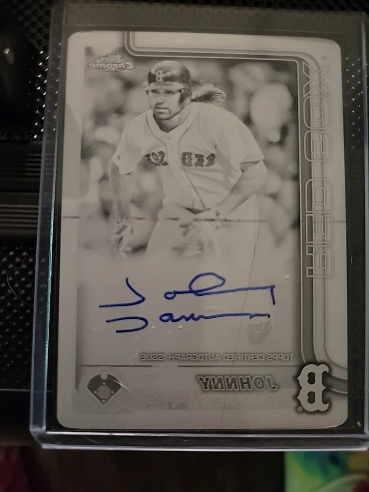 Placa de impresión cromada Topps 2025 automática 1/1 negra Johnny Damon Boston Foto 3 de 4
