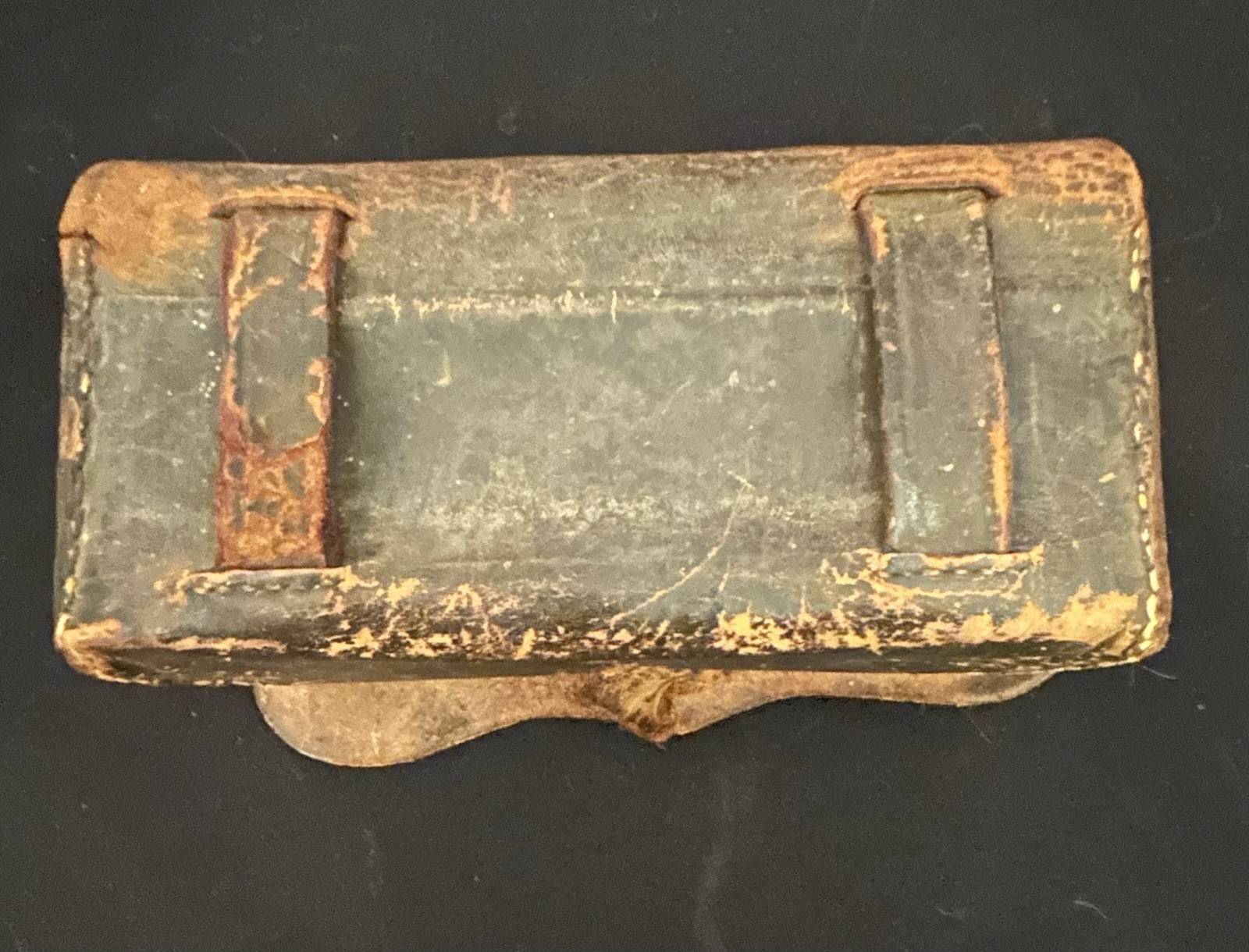 GREAT! Original  War of 1812 US Army 1808 Style Cartridge Box w/ Metal Insert