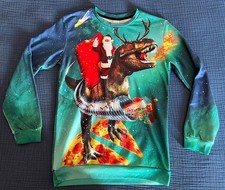 Boys XXL Ugly Christmas Sweater Santa Riding ...