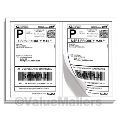 20 Half-Sheet Shipping Labels 8.5x5.5 - Self Adhesive Mailing Labels For EBay USPS