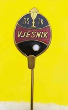 GSTK VJESNIK, table tennis club, PING PONG, TISCHTENNIS Croatian pin KASUN 1960s