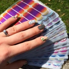 FULL SHEET New Jamberry Nail Wraps METALLIC Floral Solid Holiday Holo Glam