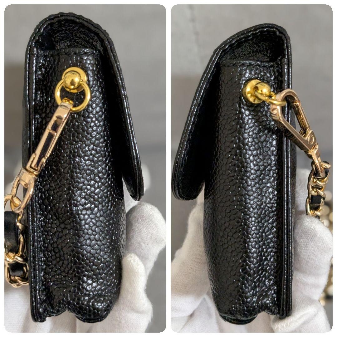 シャネル　黒　シガレットケース　デカココ　キャビアスキン　ミニショルダー　ポーチ シャネル 黒 シガレットケース デカココ キャビアスキン ミニ
