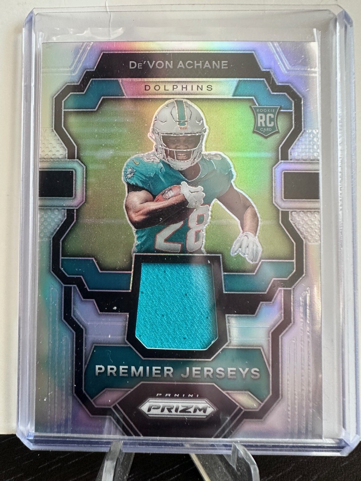2023 Panini Prizm Premier Jerseys De'Von Achane Silver Prizm Patch #PJ-DA RC