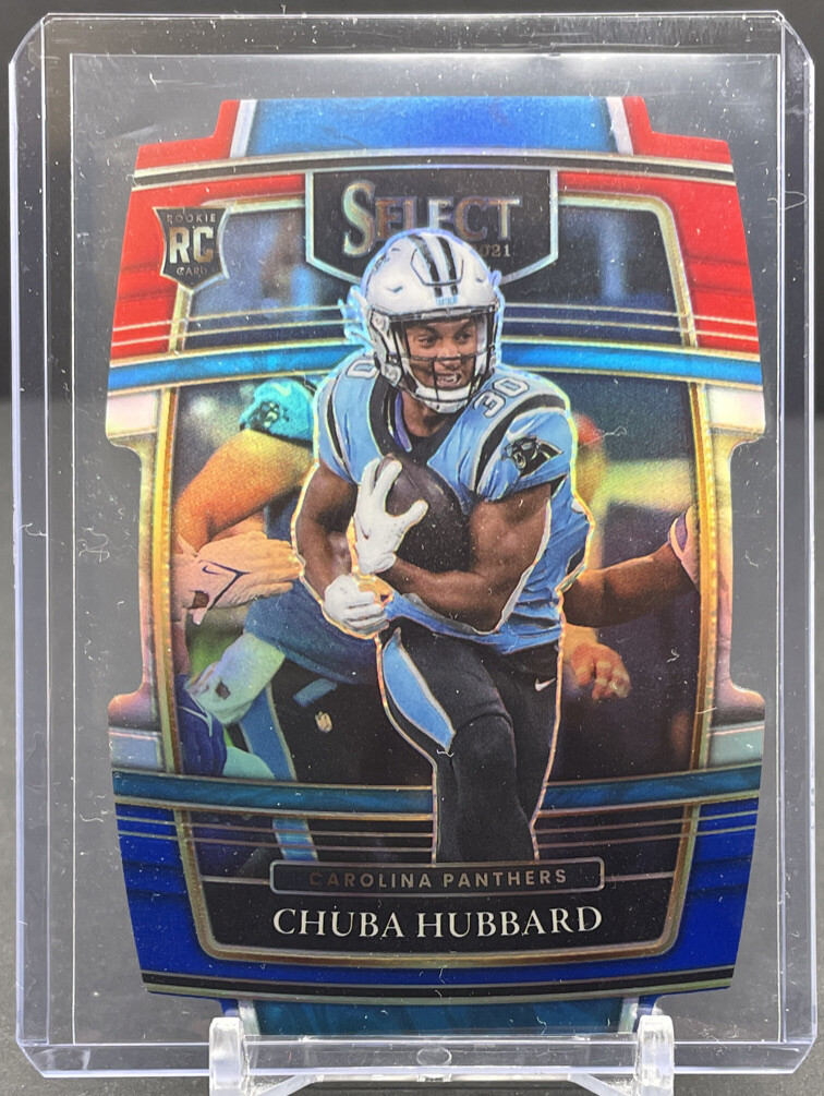 2021 PANINI SELECT #76 Chuba Hubbard RC Red Blue Concourse Level Die Cut