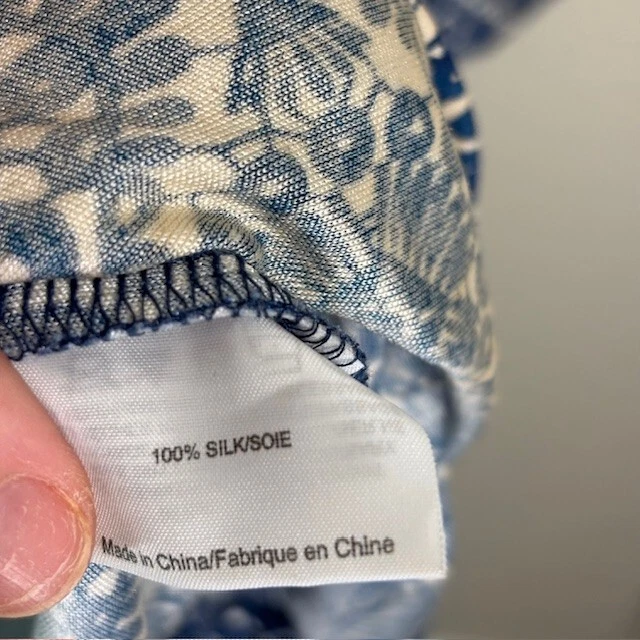 Abito Tory Burch donna seta media manica lunga midi blu bianco NUOVO DIFETTO