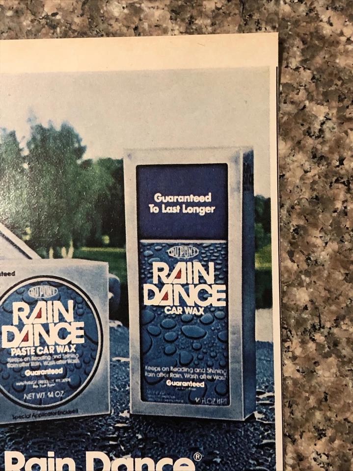 Coche Rain Dance 1980 cera anuncio impreso dura más que cualquier otra cera líder de colección años 80 Foto 3 de 4