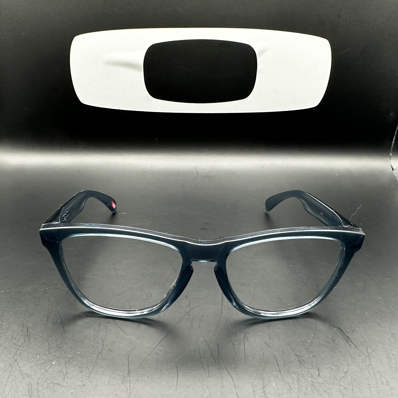 Oakley Frogskin Crystal Black Frame with Blue Icon Sunglasses  