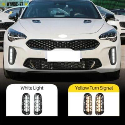 #ad Pair For Kia Stinger 2018 2022 Front Bumper Fog Lights LED DRL Turn Signal Lamp $145.99
