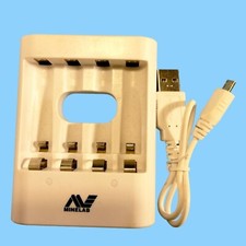 Minelab Battery Charger Station NiMH 4 AA Batteries Rechargeable
