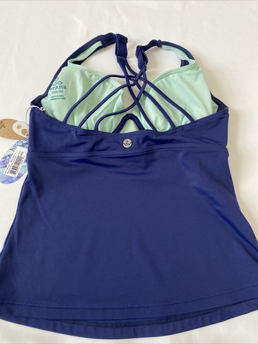 prAna Women’s 32D Navy Blue With Lime Interior Bralette Racerback Swim Tank - 第 10/12 張圖片