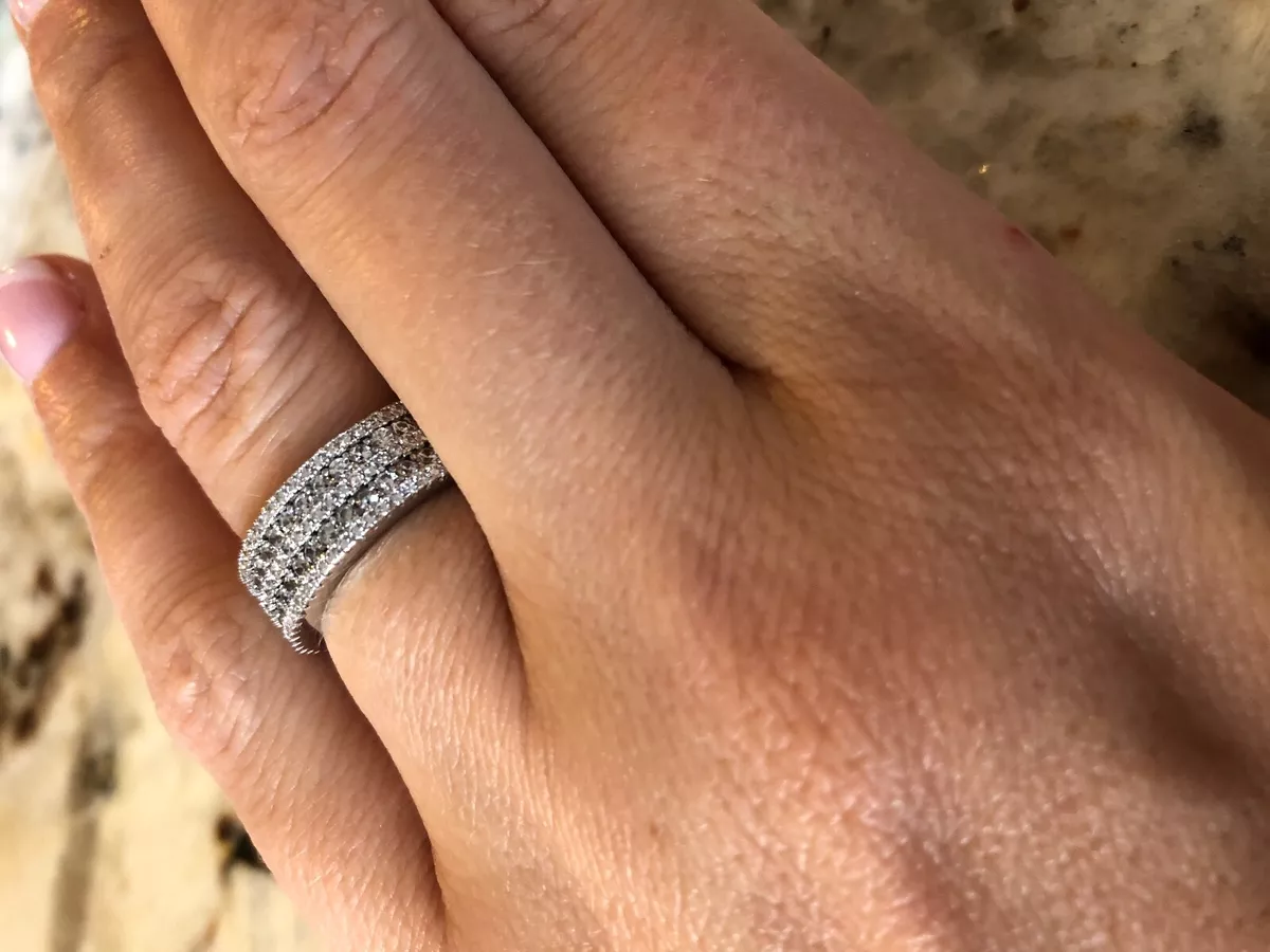 5 Row 925 Sterling Silver Wedding Anniversary Band with CZ 20 to Charity