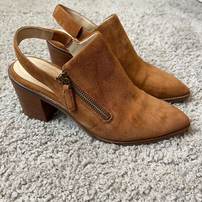 Cole Haan Womens Vicky Slingback Suede Pump Heel Brown Size 7.5