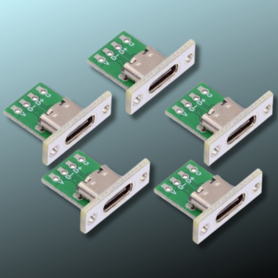 CY USB C Female Socket Connector Panel DIY with PC Board 24 pin PCB Kit 5pcs/set