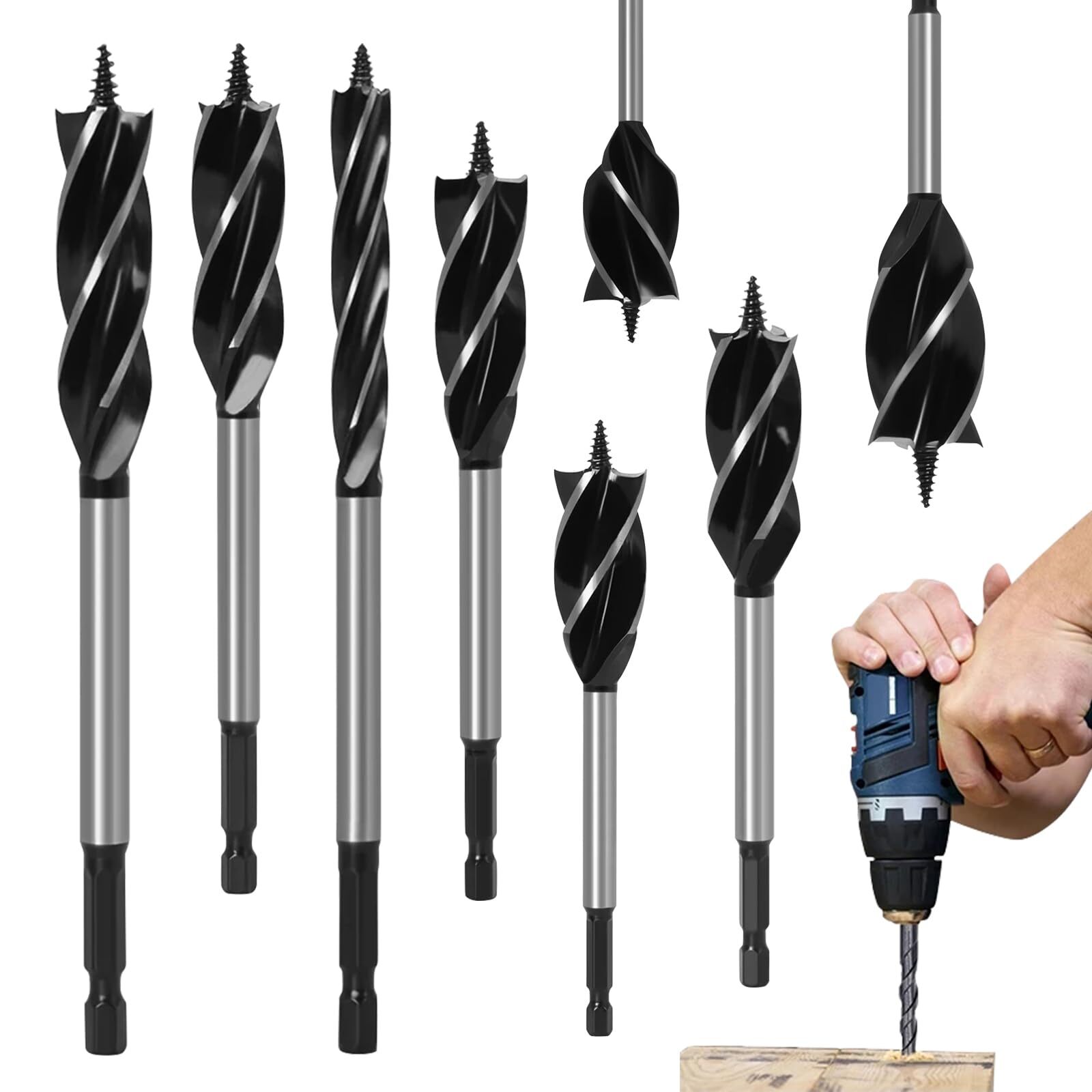 Offerta Set 8 Punte Trivella Legno - Kit Completo Auger Bit 230mm