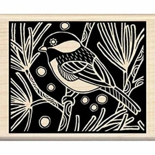 Inkadinkado Chickadee Woodcut Wood Stamp