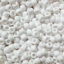 Pony Beads White Snow Matte Frosted Large Hole Beads Made in USA