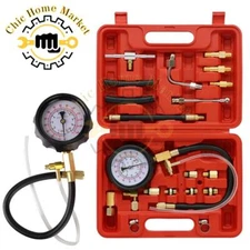 0-140PS Fuel Injection Pressure Tester Kit Fuel Pressure Gauge Gasoline Gas Set~