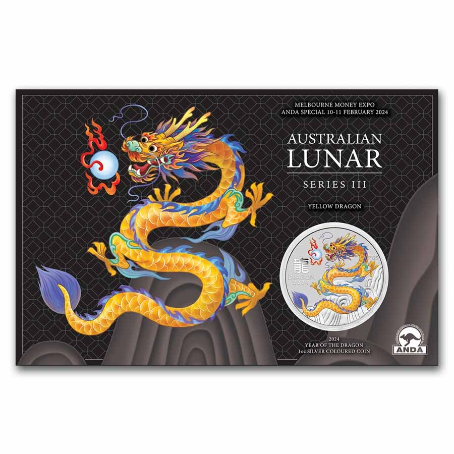 2024 AUS 1 oz Silver Lunar Yellow Dragon-ANDA Expo Special Card | eBay