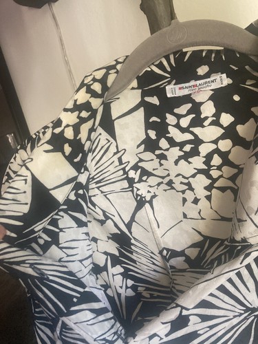 Vtg 70’s 60s Yves Saint Laurent Rive Gauche Bianca YSL blk White silk blouse top - Picture 6 of 24