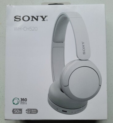 Sony WH-CH520 Wireless Over-Ear Bluetooth Headphones White - Open Box 