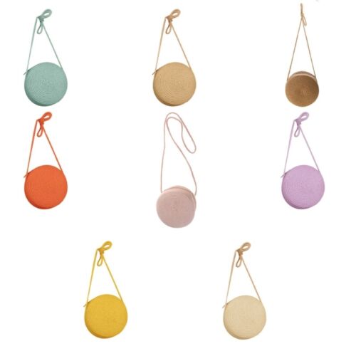 Crossbody Bag for Women Girl Round Beach Bag Trendy Phone Bag Straw Woven Bag