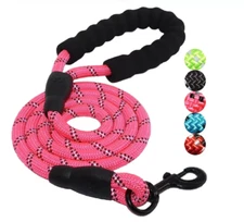 5 FT Dog Rope Leash - Reflective Nylon Lead, Training Padded Handle for Puppies