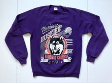 Vtg 90s 1991 WASHINGTON HUSKIES UW Football NATIONAL CHAMPS SWEATSHIRT Women S/M