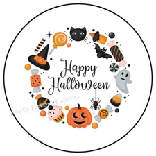 HAPPY HALLOWEEN WREATH ENVELOPE SEALS LABELS STICKERS PARTY FAVORS