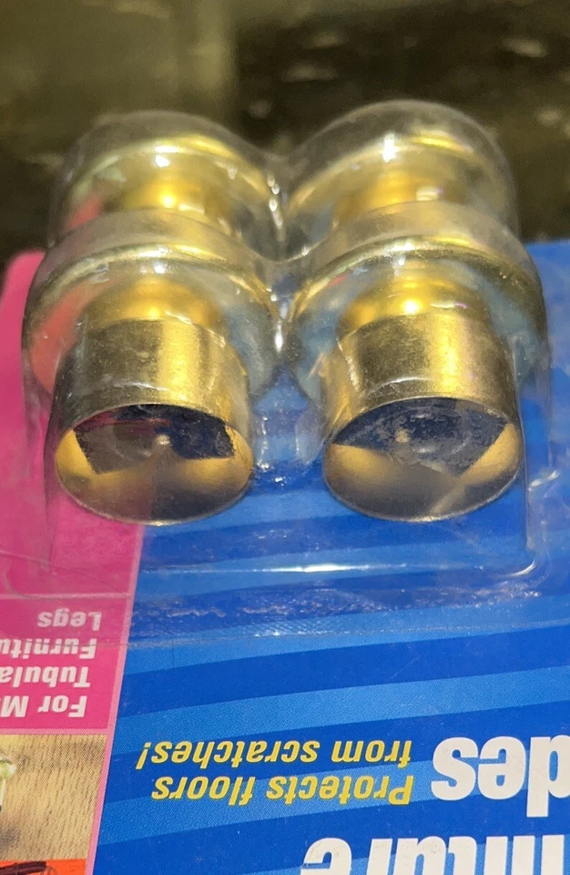 "Paquete de 4 deslizadores de muebles de latón Waxman para patas de muebles tubulares de metal de 7/8""" Foto 3 de 4