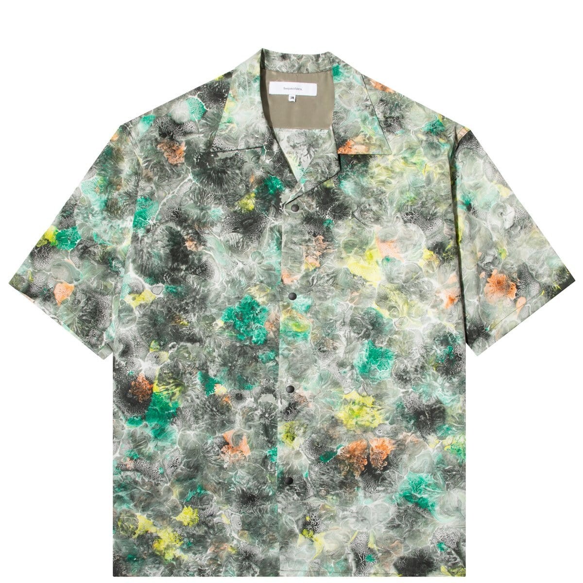 Sasquatchfabrix Norinagashi Open Collar H/S Shirt Green Pattern 