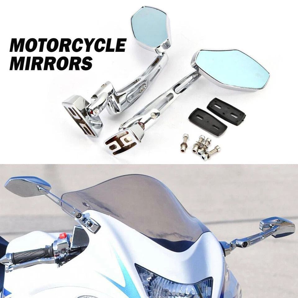 Хромированные зеркала заднего вида для Yamaha FZ1 YZF R1 R6 S Suzuki GSXR 600 750 1000 - Изображение 2 из 4