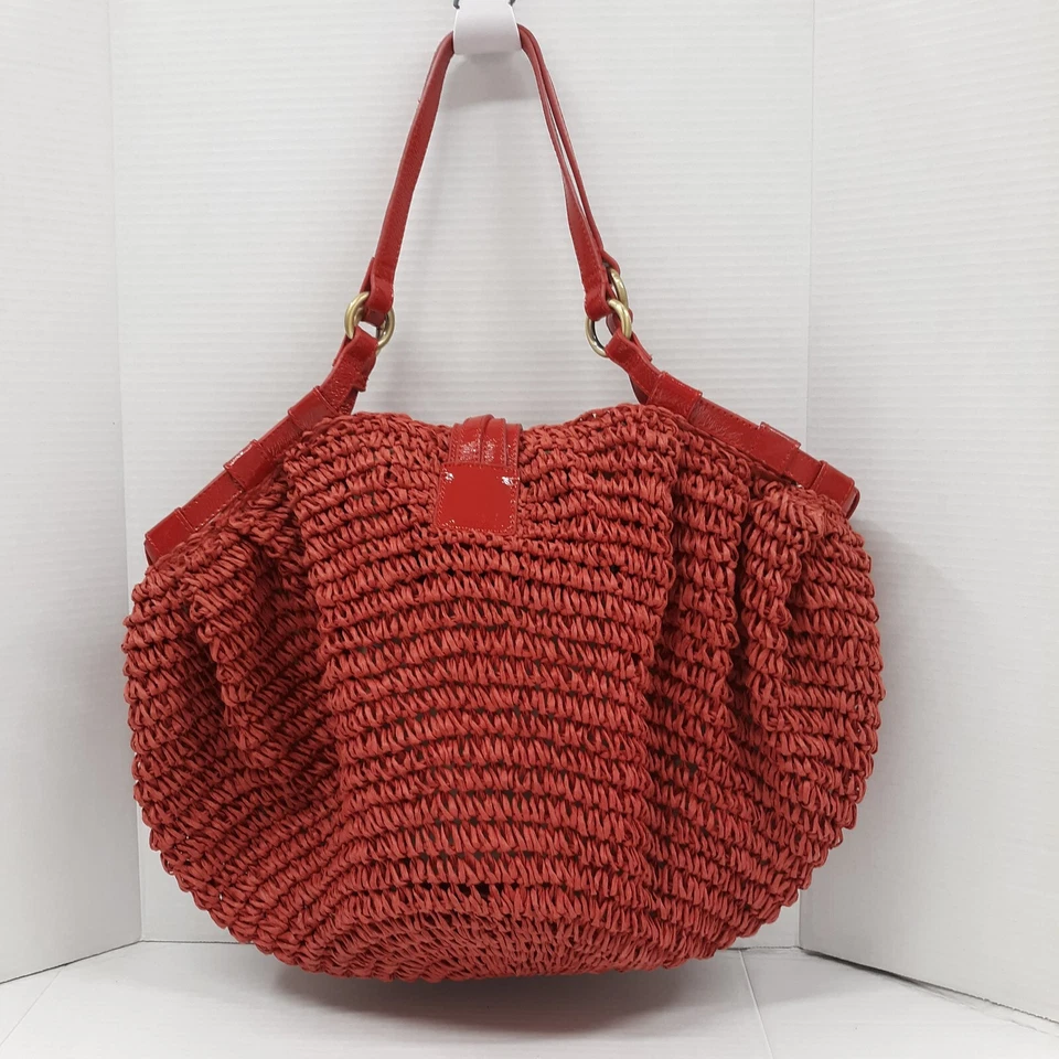 Adrienne Vittadini Muy Grande Rojo Paja Bolso de Mano Cartera Bolso de Hombro Foto 3 de 4