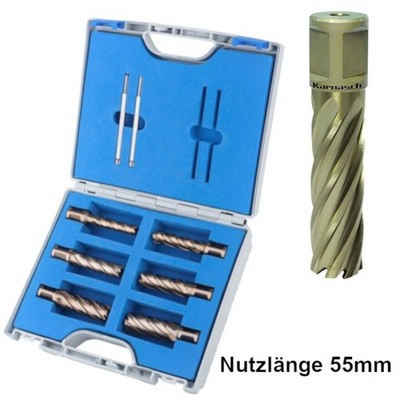 Karnasch Kernbohrer-Set HSS-XE, Gold-Tech, Ø 12-22 mm, 8-teilig, Weldonschaft