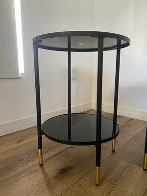IKEA ÄSPERÖD 104.621.80 — Black/Glass 45 cm Side Table, Smoky