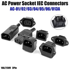 IEC Power Socket Connector 3 Pin AC 250V 10A Male Female Plug Jack PCB Panel