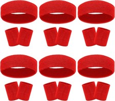 18 Pcs Sweatbands Headband Wristband Set Colorful Striped Terry Cloth Sports Ath