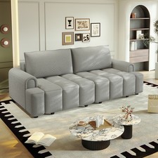 3-in-1 Convertible Sleeper Sofa Bed w/ Storage, Light Grey, 4-Seater